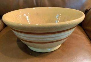 Vintage Large 12 Bowl Stoneware Pottery Mixing Country Farm House Yellow Cream