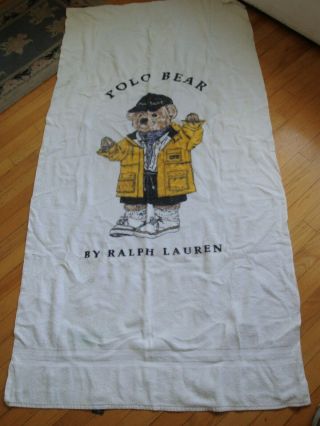 Vintage Ralph Lauren Polo Bear Sport 100 Cotton Beach Towel 33 " X 66 " Usa