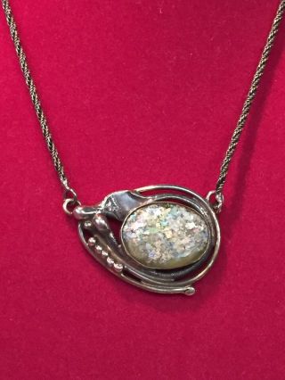 Vintage Avi Soffer Sterling Silver Necklace (20) Roman Glass?