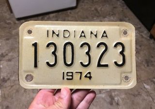 Vintage 1974 Indiana Motorcycle License Plate Tag 130323 ‘74