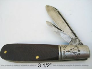 Old Vintage Boker Tree Brand 492 Sawcut Barlow Pocket Knife - 3 - 1/2 "