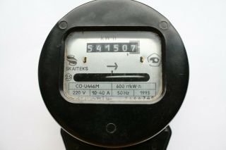 Vintage Round Electrical WATT - HOUR meter Russian Soviet 1993 4