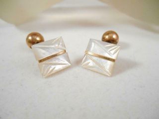 Art Deco Mother Of Pearl Gold Filled Vintage Cufflinks 9f8c