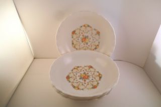Vintage Macbeth Evans Chinex Classic Flower Glass Set Of 4 Soup Bowls