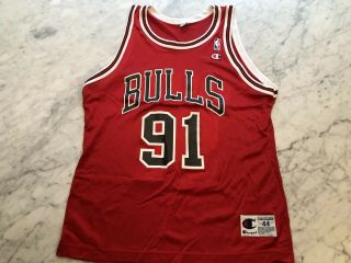 Vintage Dennis Rodman Chicago Bulls Champion Jersey Size 44 Nba Classic