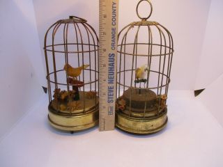 2 Schmid Mechanical Music Box Bird Cage Oh What A Morning Vintage 2