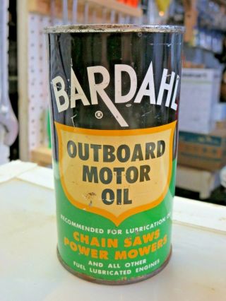Full Vintage " Bardahl " Outboard Motor Oil Tin Can Seattle Advertising