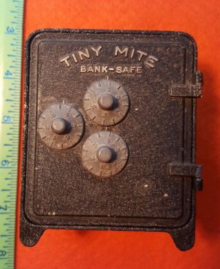 Vintage Cast Tiny Mite Bank / Safe With Combination - Arrow Specialties Usa
