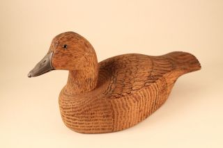 Vintage Carved Art Wood Glass Eye Duck Decoy Sculpture Artist Signed Da 1984
