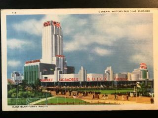 Vintage Postcard 1933 General Motors Building Chicago World 