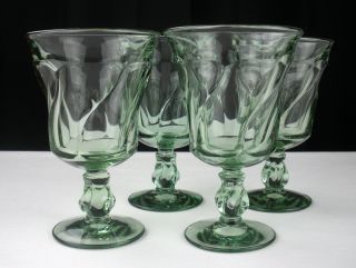 Fostoria Jamestown Light Green Goblets 4pc Set,  Vintage Pressed 8oz 5 7/8 " Glass