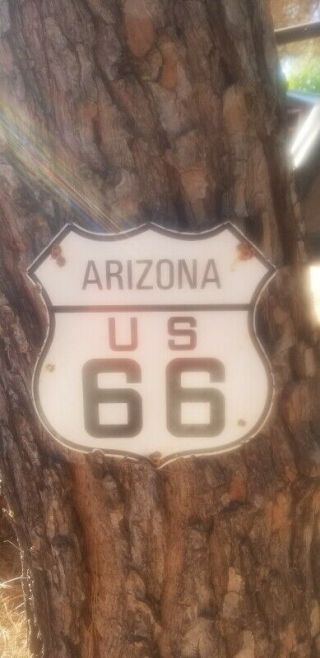 " Arizona " Route 66 Vintage Porcelain Steel Road Sign.