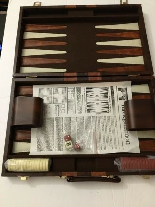 Vintage 1987? Pavilion Backgammon Game In Faux Brown Leather Carry Case