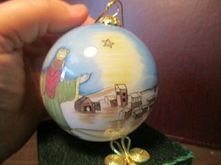 Vintage Reverse Painted Wise Men Glass Nativity Christmas Ornament - " Li Bien "