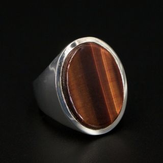 Vtg Sterling Silver Cory Red Tigers Eye Modernist Statement Ring Size 9.  75 - 14g
