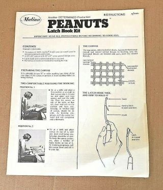 VINTAGE 1958 Malina Peanuts SNOOPY SNOW SCENE Latch Hook Kit 20 