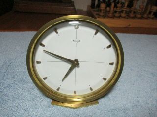 Vintage Kienzle Brass Desk Mantle Clock Hand - Wind Made In Germany Great