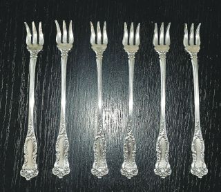 6 Antique Vintage Wm.  Rogers & Son Silver Plated Oyster Cocktail Forks - Oxford