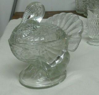 Vintage Crystal Clear L E Smith Glass Tom Turkey Candy Dish