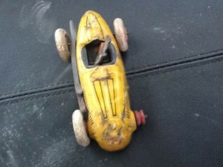 Vintage Tin Disney Mickey Mouse Driving A Yellow Race Car J Schneider 1930s Tlc