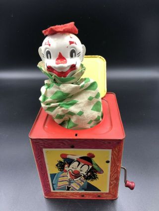 Vintage Mattel Jack In The Box Toy Clowns 1953 Tin