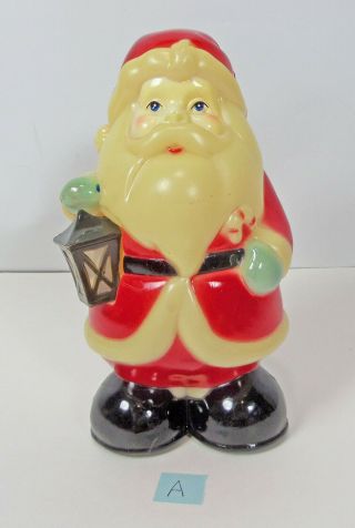 Vintage Hard Plastic Santa Claus 7 1/2 " Lantern Candy Cane No Light Blow Mold A