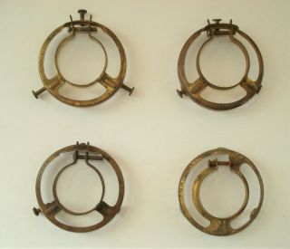 4 Vintage Brass Lamp Light Shade Holder Rings.  Clamps