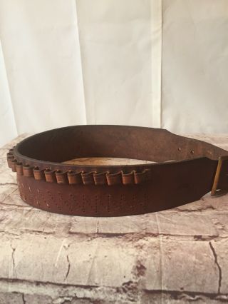 (k11) Vintage Hunter 275s Brown Leather Ammo Belt Size Small