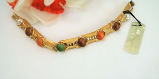 Vintage Gold Plated Shimmery Cabochon Bracelet Tagged " Atelier Artenore " See
