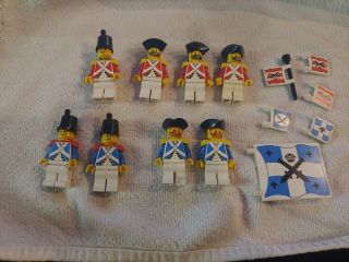 Lego 8 Vintage Imperial Armada Soldiers Red,  Blue Minifigures W/ Flags