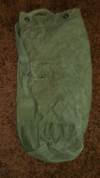 Vintage Military Army Duffel Bag Rucksack Laundry Canvas Green Us Usgi W/ Strap