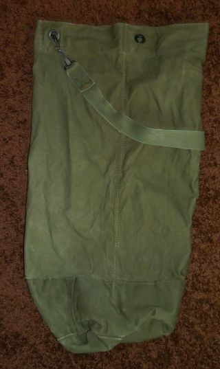 Vintage Military Army Duffel Bag Rucksack Laundry Canvas Green US USGI w/ Strap 2