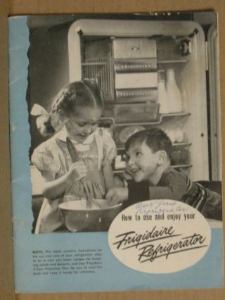 Vintage 1953 General Motors Frigidaire Refrigerator Booklet
