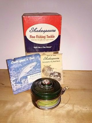 Shiny Green Shakespeare 1837 Tru - Art Automatic Fly Rod Reel W/box Booklets