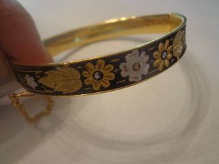 Vintage Tri Colored Gold Plate Flower Bracelet Black Hills Gold Overlay
