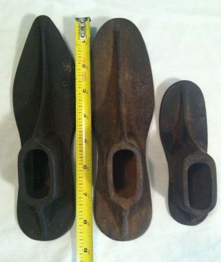 3 Antique Vintage Cast Iron Cobbler Shoe Forms / Molds,  Shoemaker Tools