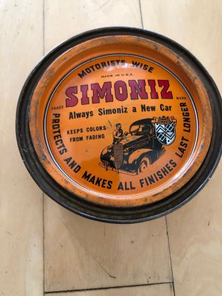Vintage Simoniz Tin Can Automobile & Furniture Wax Paste Advertising