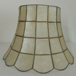 Vintage Capiz Shell Table Lamp Shade Retro 9 " Tall 7 " Top 12 " Bottom