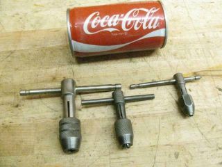 3 Vintage Machinist Tap Drill Bit Holder T Wrenches 0 - 5/16 "