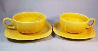 Paden City Pottery Minion Vintage Deco Yellow Cup & Saucer Set Of 2
