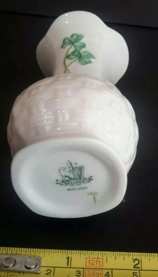 Vintage Belleek Bud Vase Shamrocks Ireland 4” 5