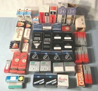 Over 45 Vintage Projection Bulbs Lamps Ushio Apollo Osram Phillips Norelco Etc