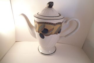 Vintage Noritake Japan Stoneware Olive Wreath Tea Coffee Pot 2