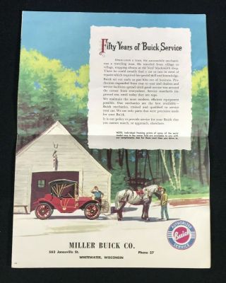 Vtg 1953 Advertising Mail Brochure Poster Miller Buick Whitewater Wisconsin