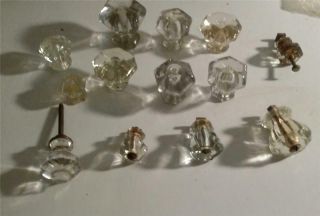 13 Assorted Vintage Glass Knobs Drawer Pulls