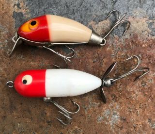 (2) Vintage Heddon Tiny Torpedo Fishing Lure & Vintage Miracle Minnow Fishinglure
