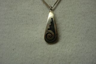 Vintage Hopi Antoinette Qumawunu Native American Sterling Pendant Necklace.  925