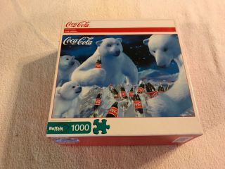 Vintage Coke Buffalo Puzzle 1000 Piece Coca - Cola Polar Bear Puzzle With Poster