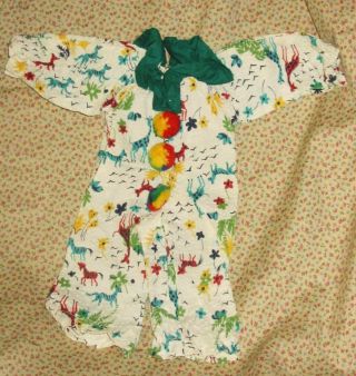 Vintage 16 " Terri Lee Doll Taged Clown Pajamas Pjs Outfit Green Collar