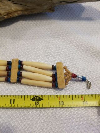 Vintage Indian/Native American BONE BEAD CHOKER Necklace Authentic 5